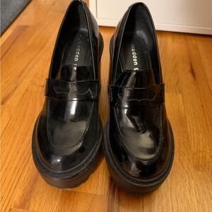 Madden Girl Black Patent Platform Loafers